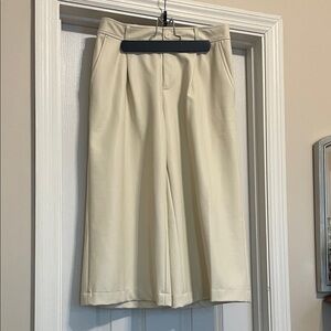 Anthropologie Cream Faux Leather Gauchos